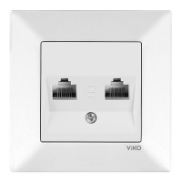 Розетка двойная компьютерная (2хRJ45 Cat6) белая VIKO MERIDIAN 90970034-WH